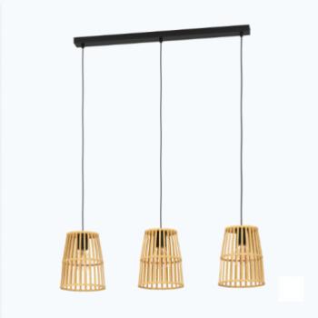 LED lámpa , függeszték , mennyezeti , 3 x E27 foglalat , fekete , bambusz , EGLO , EYAM , 33202 kép