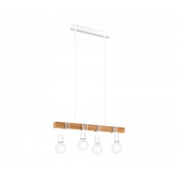 LED lámpa függeszték , mennyezeti , 4 x E27 , acél , fa , fehér , EGLO , TOWNSHEND , 33164 kép
