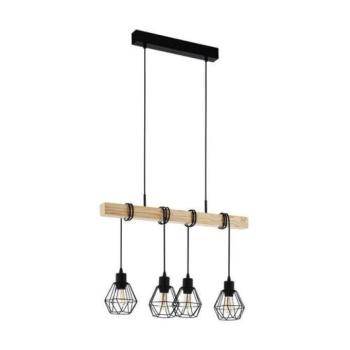 LED lámpa függeszték , mennyezeti , 4 x E27 , acél , fa , fekete , EGLO , TOWNSHEND 5 , 43132 kép