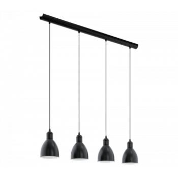 LED lámpa függeszték , mennyezeti , 4 x E27 , acél , fekete , fehér , EGLO , PRIDDY , 49466 kép