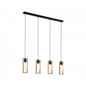 LED lámpa függeszték , mennyezeti , 4 X E27 , fa , fekete , EGLO , LITTLETON , 49475 kép