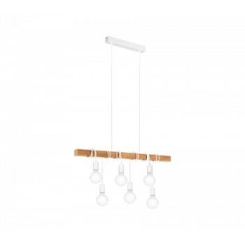 LED lámpa függeszték , mennyezeti , 6 x E27 , acél , fa , fehér , EGLO , TOWNSHEND , 33165 kép
