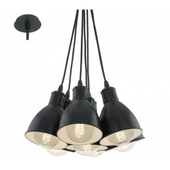 LED lámpa függeszték , mennyezeti , 7 x E27 , acél , fekete , fehér , EGLO , PRIDDY , 49467 kép
