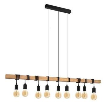 LED lámpa függeszték , mennyezeti , 9 x E27 , acél , fa , fekete , EGLO , TOWNSHEND , 49744 kép