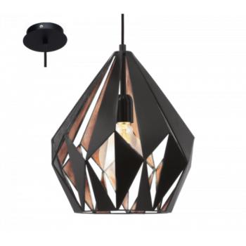 LED lámpa függeszték , mennyezeti , E27 , acél , fekete , vörösréz , EGLO , CARLTON 1 , 49254 kép