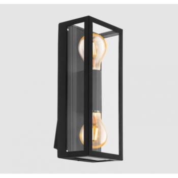 LED lámpa , oldalfali , E27 , 2 x 60W , üveg , fekete keret , kültéri , IP44 , EGLO , ALAMONTE 1 , 98273 kép