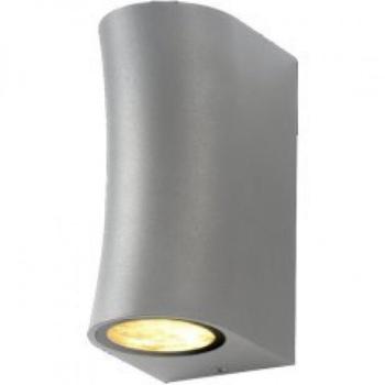LED lámpatest , 2 x GU10 , oldalfali , kerek , 2 irányú , ezüst , ívelt , kültéri , IP44 kép