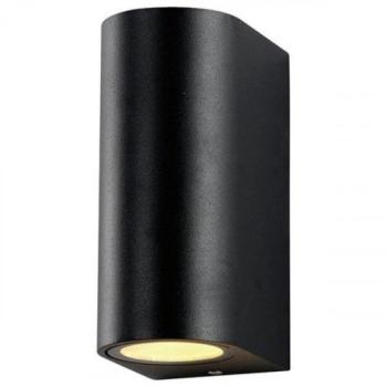 LED lámpatest , 2 x GU10 , oldalfali , kerek , 2 irányú , fekete , kültéri , IP44 kép