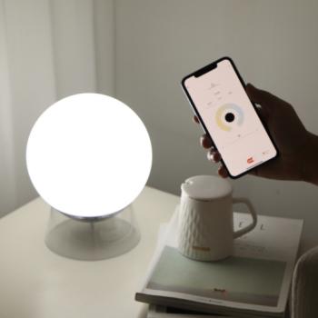 LED lámpatest , hordozható , asztali , gömb , 9.5W , RGB , CCT , dimmelhető , fekete , LUTEC CONNECT , GLOBE kép