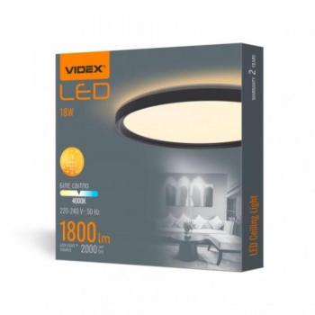 LED lámpatest , mennyezeti , 18W , 29 cm , természetes fehér , fekete , kerek , VIDEX kép