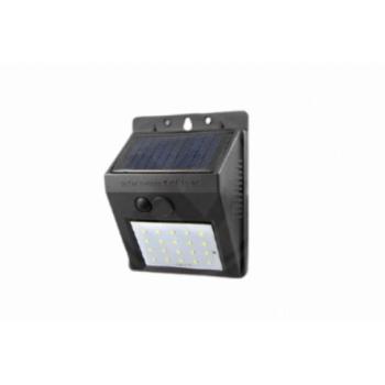 Led lámpatest , napelemes , alkonykapcsolóval , 3 Watt , hideg fehér , kültéri , fekete , IP65 kép