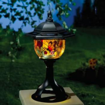 Led lámpatest , napelemes , asztali , kültéri , hideg fehér , IP44  , Tiffany kép