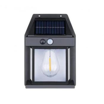 Led lámpatest , napelemes , mozgás- és szürkületérzékelős , 1 Watt , természetes fehér , kültéri , fekete , IP44 kép