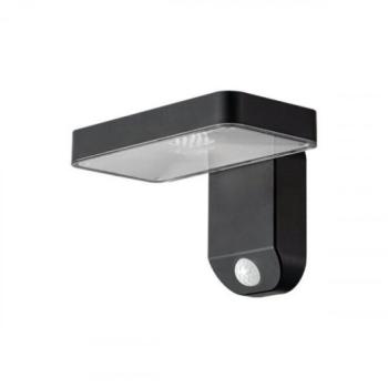 LED lámpatest , napelemes , oldalfali , 9 W , meleg fehér , mozgásérzékelős , fekete , négyzet , kültéri , IP44 kép