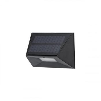 LED lámpatest , napelemes , oldalfali , meleg fehér , fekete , kültéri , IP44 kép