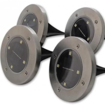 Led lámpatest , napelemes , taposólámpa , 4 db-os szett , 0.4W , hideg fehér , IP54 kép
