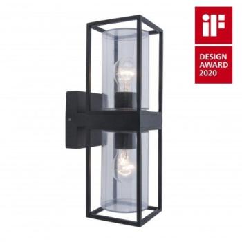 LED lámpatest , oldalfali , 2 irányú , 2 x E27 foglalat , matt fekete , kültéri , IP44 , LUTEC , FLAIR kép