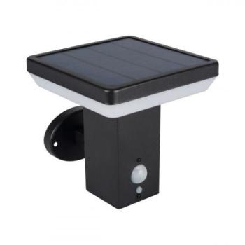 Led lámpatest , oldalfali , 5W , napelemes , mozgásérzékelős , négyzet , természetes fehér , fekete , IP44 , SOLCA kép
