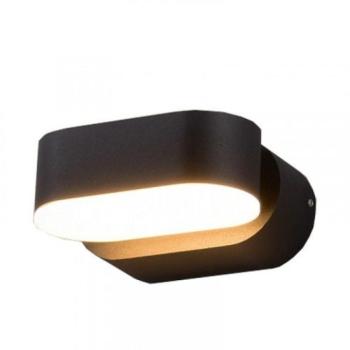 LED lámpatest , oldalfali , kerek , forgatható 355°-ban , 6W , meleg fehér , fekete , kültéri , IP44 kép