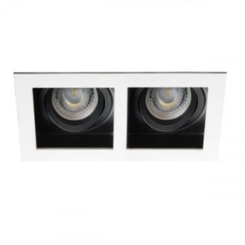 LED lámpatest , spot keret , négyzet , 2 x MR16/GU10 , beépíthető , billenthető , fekete , fehér , ARET kép