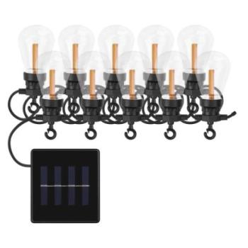 LED lánc napelemmel - 10x party égő, 5 m, kültéri és beltér, vintage kép