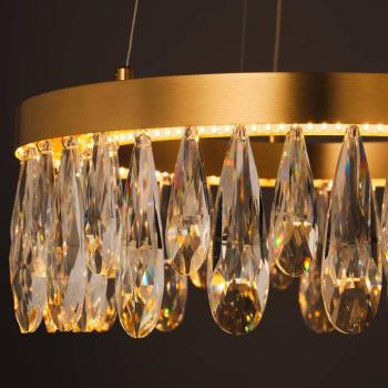 LED lógó lámpa Celestia, Ø 40 cm, sárgaréz színű, kristály kép