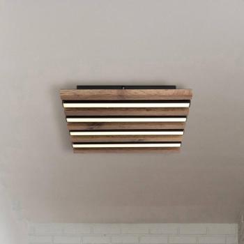 LED mennyezeti lámpa Hayden, hossz 30 cm, fekete/sötét fa kép