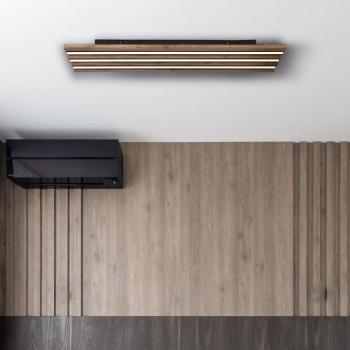 LED mennyezeti lámpa Hayden, hossz 80 cm, fekete/sötét fa kép