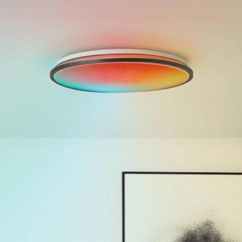 LED mennyezeti lámpa Heida, Ø 49 cm, fekete, CCT, RGB, fém kép