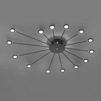 LED mennyezeti lámpa Peacock, 15 égős, fekete kép