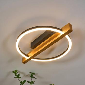 LED mennyezeti lámpa Tovak, fenyő, 39 cm,  fa, dimmelhető kép