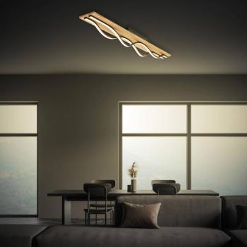 LED mennyezeti lámpa Vinka, 98x11 cm, 2-lámpás, fa színű kép