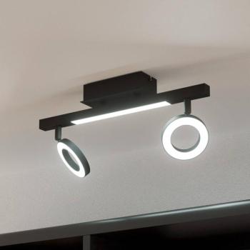 LED mennyezeti spot Cardillio 2 fekete két gyűrűvel kép
