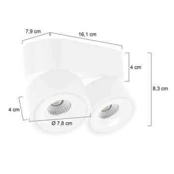 LED mennyezeti spotlámpa Fez, fehér, 2 izzós, fém, forgatható kép