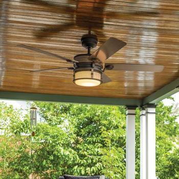 LED mennyezeti ventilátor Ahrendale, IP44 kép