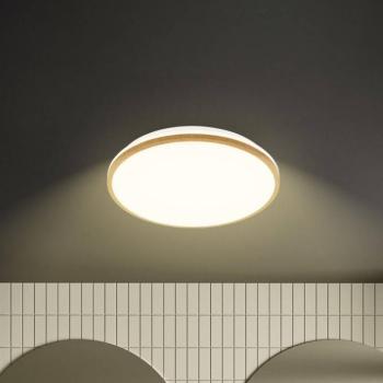 LED mennyezeti világítás Acorus, Ø 33 cm, fehér/fa színű, IP44 kép
