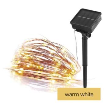 LED nano lánc napelemmel, réz, 12 m, kültéri és beltéri, meleg fehér, időzítő kép