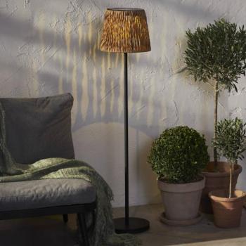 LED napelemes állólámpa Cesta 127cm barna/fekete műanyag/fém kép