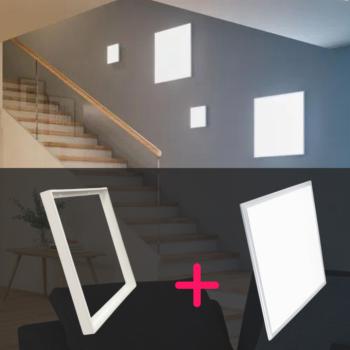 LED panel , 600 x 600 mm , 40 Watt , 120 lm/W , természetes fehér , PRO , KERETTEL , 1+1 kép