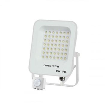 LED reflektor , 30 Watt , Ultra Slim , SMD , mozgásérzékelős , természetes fehér , fehér ház , IP65 , Optonica kép