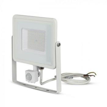 LED reflektor , 50 Watt , mozgásérzékelős , természetes fehér , SAMSUNG chip , 5 év garancia , IP65 , fehér kép