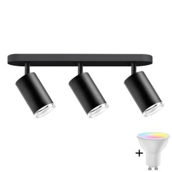  LED RGBW Fényerőszabályozható fürdőszobai spotlámpa TURYN 3xGU10/6,5W/230V IP44 fekete  kép