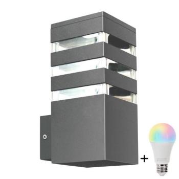  LED RGBW fényerőszabályozható kültéri fali lámpatest TEKSAS 1xE27/12W/230V IP44 antracit  kép