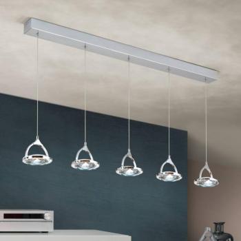 LED rúd függő lámpa Moon, öt izzós, króm kép