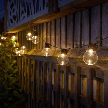 LED-Solar-Lichterkette GloBulb, 20-flammig, IP44 kép