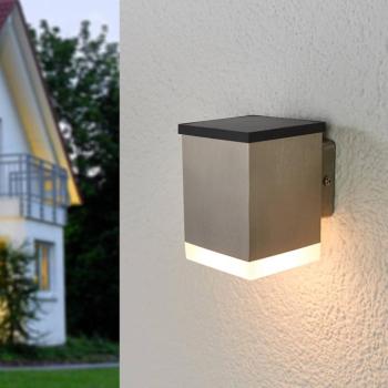 LED szolár kültéri falilámpa Tyson, szögl., szatén kép