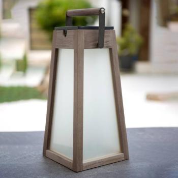 LED szolárlámpa Tecka, Teak Duratec szürke 39cm kép