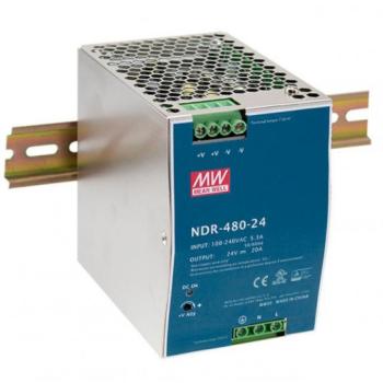 LED tápegység , Mean Well , NDR-480-24 , 24 Volt , 480 Watt , DIN sínre szerelhető , ipari kép