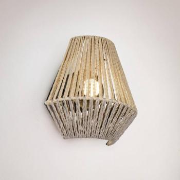 LED tölthető fali lámpa Lira, barna, papírfonal, érintésérzékeny, H 19 cm kép
