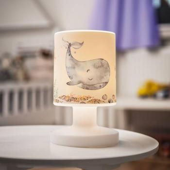 LED újratölthető asztali lámpa Paul Pottwal, fehér/kék, USB kép